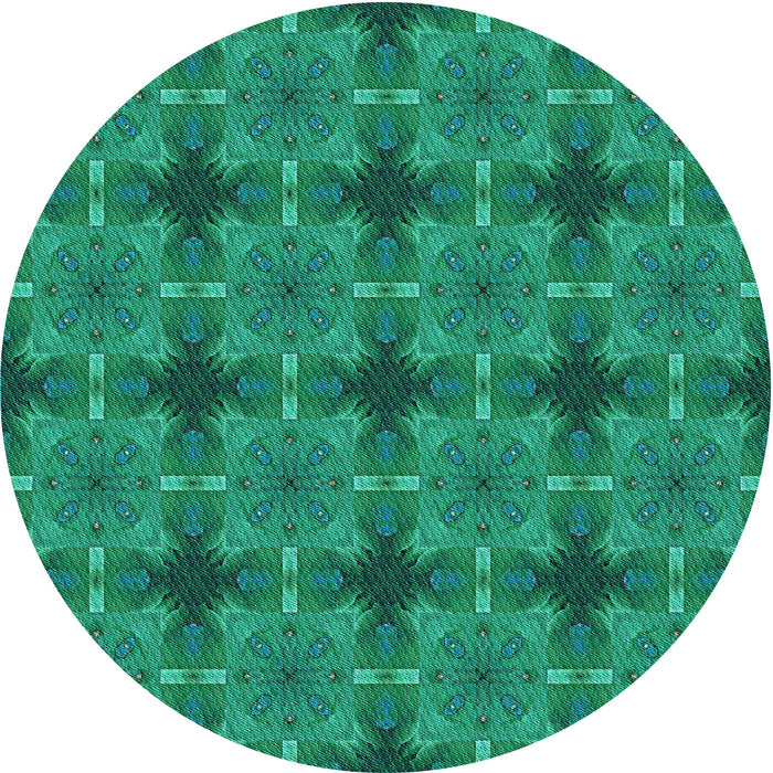 Square Patterned Medium Teal Green Rug, pat3210lblu
