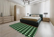 Patterned Black Rug in a Bedroom, pat3211grn