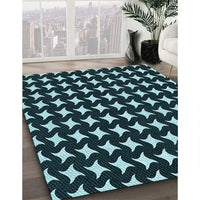 Patterned Deep Teal Green Rug, pat3211lblu