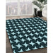 Patterned Deep Teal Green Rug in Family Room, pat3211lblu