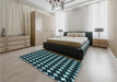 Patterned Deep Teal Green Rug in a Bedroom, pat3211lblu