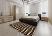 Patterned Black Brown Rug in a Bedroom, pat3211org