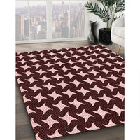 Patterned Dark Scarlet Red Rug, pat3211rd