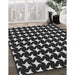 Patterned Dark Gray Novelty Rug in Family Room, pat3211