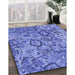 Patterned Sky Blue Rug in Family Room, pat3212blu