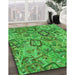 Patterned Forest Green Rug in Family Room, pat3212grn