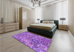 Patterned Purple Rug in a Bedroom, pat3212pur