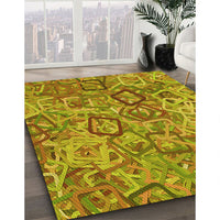 Patterned Golden Brown Yellow Rug, pat3212yw