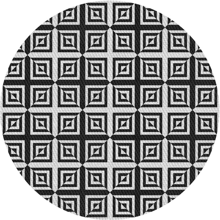 Square Patterned Charcoal Black Rug, pat3213gry