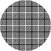 Square Patterned Charcoal Black Rug, pat3213gry