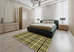 Patterned Black Brown Rug in a Bedroom, pat3213yw