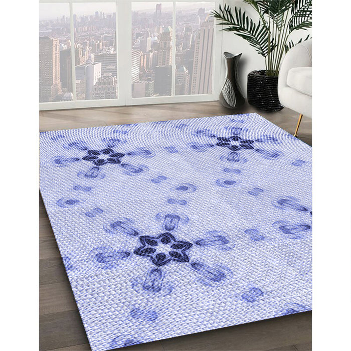 Patterned Lavender Blue Rug in Family Room, pat3214blu