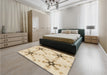 Patterned Golden Blonde Gold Rug in a Bedroom, pat3214brn