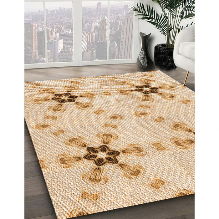 Patterned Golden Blonde Gold Rug in Family Room, pat3214org