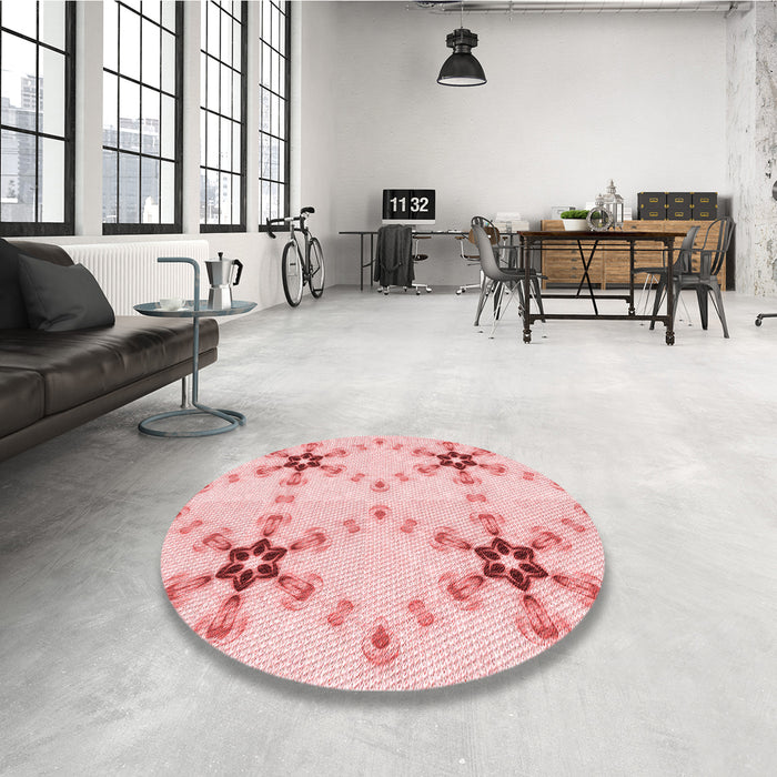 Round Patterned Light Red Pink Rug in a Office, pat3214rd