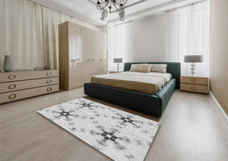 Patterned Off-White Novelty Rug in a Bedroom, pat3214