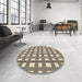 Round Patterned Vanilla Gold Rug in a Office, pat3215brn