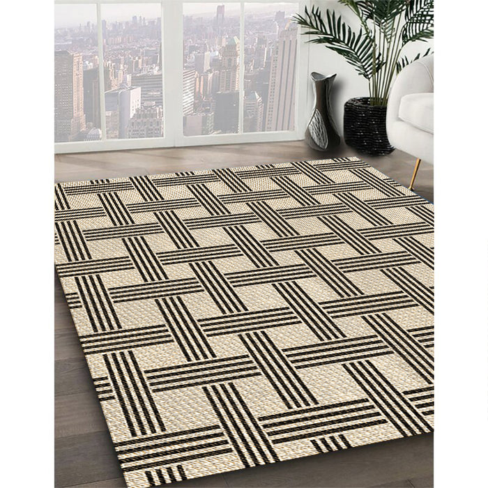 Patterned Vanilla Gold Rug in Family Room, pat3215brn