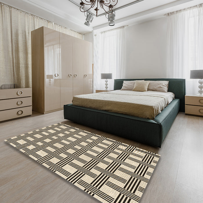 Patterned Vanilla Gold Rug in a Bedroom, pat3215brn