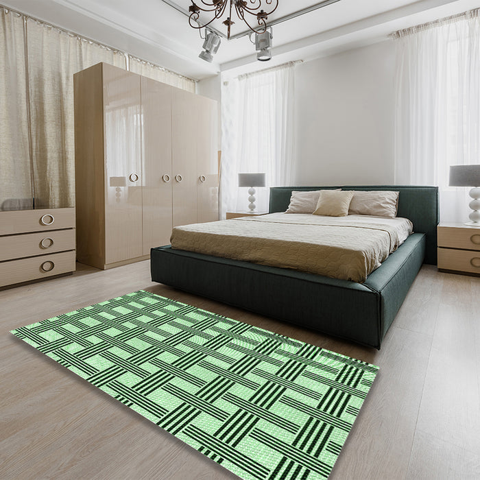 Patterned Medium Forest Green Rug in a Bedroom, pat3215grn