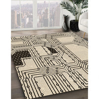 Patterned Wheat Beige Rug, pat3216brn