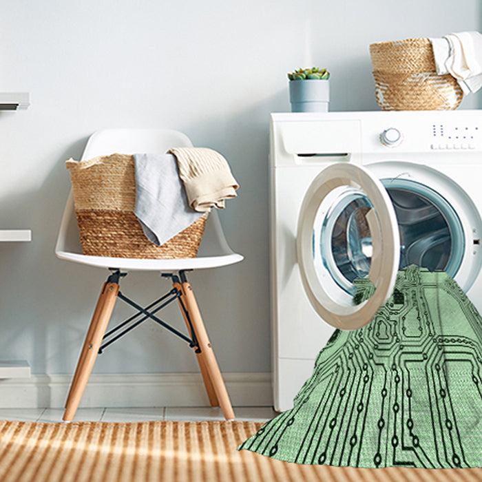Machine Washable Transitional Mint Green Rug in a Washing Machine, wshpat3216grn