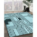 Patterned Electric Blue Rug in Family Room, pat3216lblu