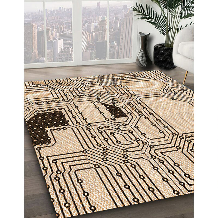 Patterned Sienna Brown Rug in Family Room, pat3216org
