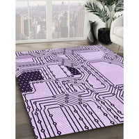 Patterned Bright Grape Purple Rug, pat3216pur