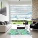 Square Patterned Green Rug in a Living Room, pat3217lblu