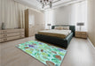 Patterned Green Rug in a Bedroom, pat3217lblu