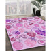 Machine Washable Transitional Blossom Pink Rug in a Family Room, wshpat3217pur