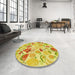 Round Patterned Bold Yellow Rug in a Office, pat3217yw