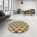 Round Patterned Red Brown Rug in a Office, pat3218brn