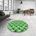 Round Patterned Green Rug in a Office, pat3218grn