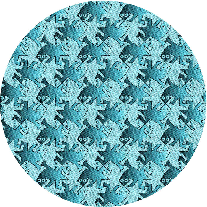 Square Patterned Dark Cyan Green Rug, pat3218lblu