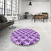 Round Patterned Dark Orchid Purple Rug in a Office, pat3218pur