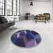 Round Patterned Slate Blue Rug in a Office, pat3219blu