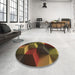 Round Patterned Red Rug in a Office, pat3219brn