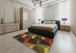 Patterned Red Rug in a Bedroom, pat3219brn