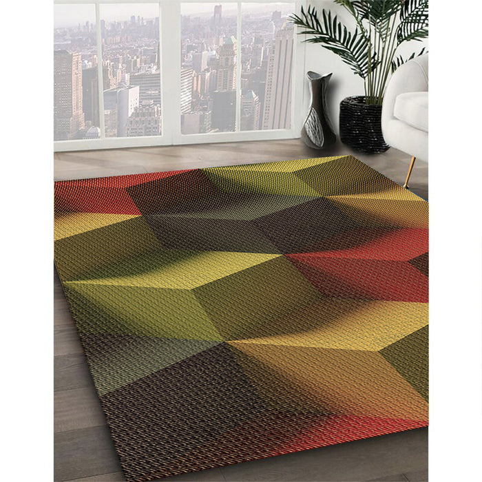 Machine Washable Transitional Night Red Rug in a Family Room, wshpat3219brn
