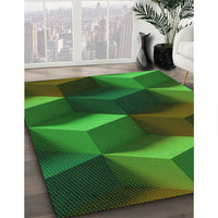 Patterned Dark Forest Green Rug, pat3219grn