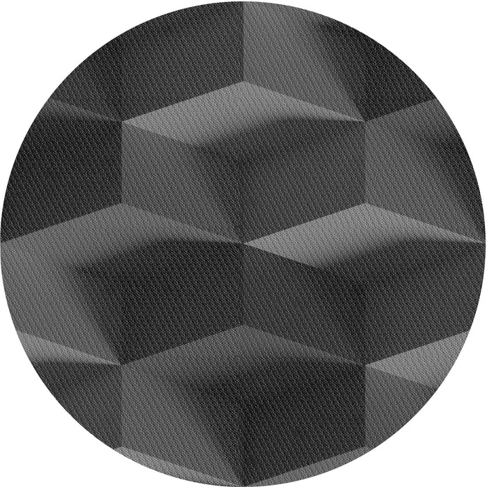 Square Patterned Charcoal Black Rug, pat3219gry