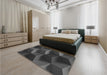 Patterned Charcoal Black Rug in a Bedroom, pat3219gry