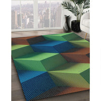 Patterned Gunmetal Green Rug, pat3219lblu