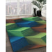 Patterned Gunmetal Green Rug in Family Room, pat3219lblu