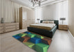 Patterned Gunmetal Green Rug in a Bedroom, pat3219lblu