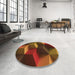 Round Patterned Dark Red Rug in a Office, pat3219org