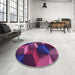 Round Patterned Dark Orchid Purple Rug in a Office, pat3219pur