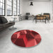 Round Patterned Cranberry Red Rug in a Office, pat3219rd